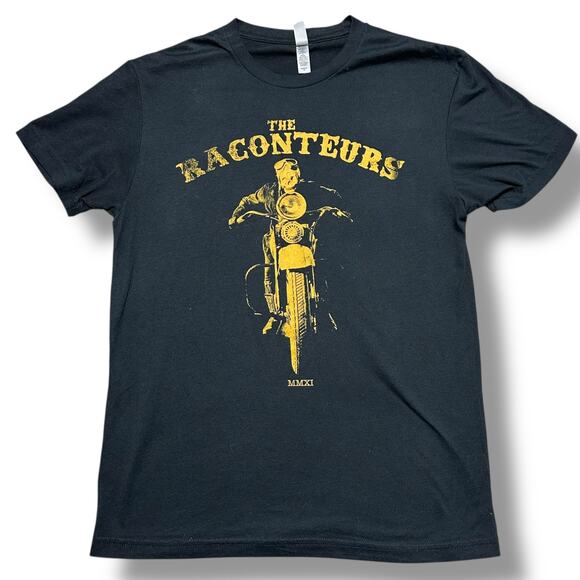 2011 The Raconteurs Band Tee Shirt Jack White Third Man Skull Motorcycle Sz S - Picture 1 of 5